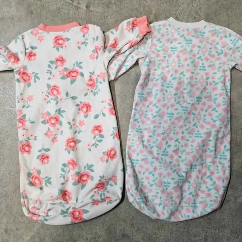Baby Girl Pink Floral Fleece Sleep Gown Sack Size 0-9 Months